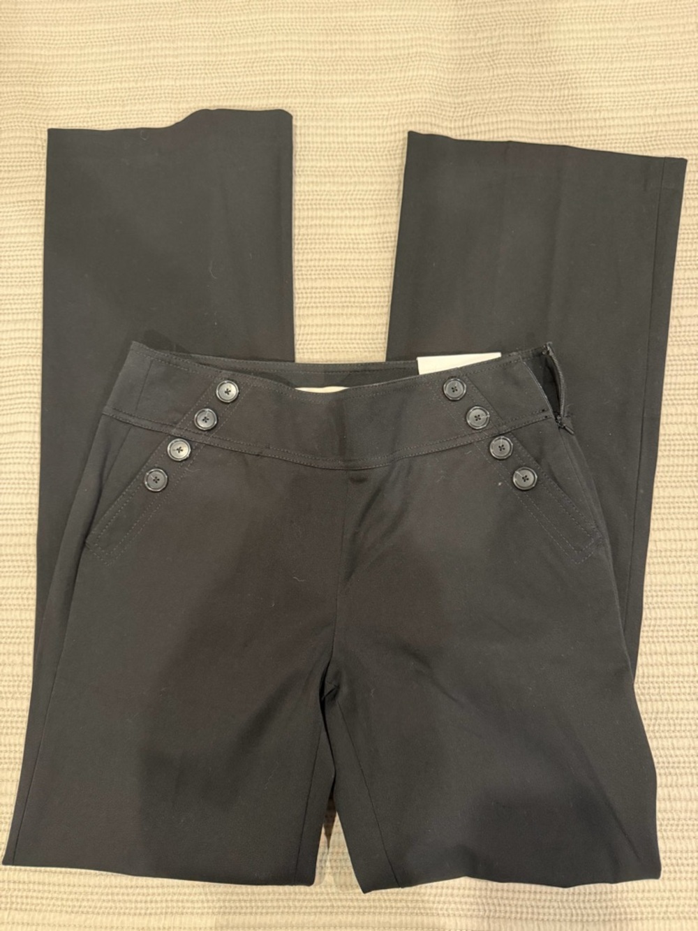 LOFT Black Women's Dress Pants with Button Waist Detail